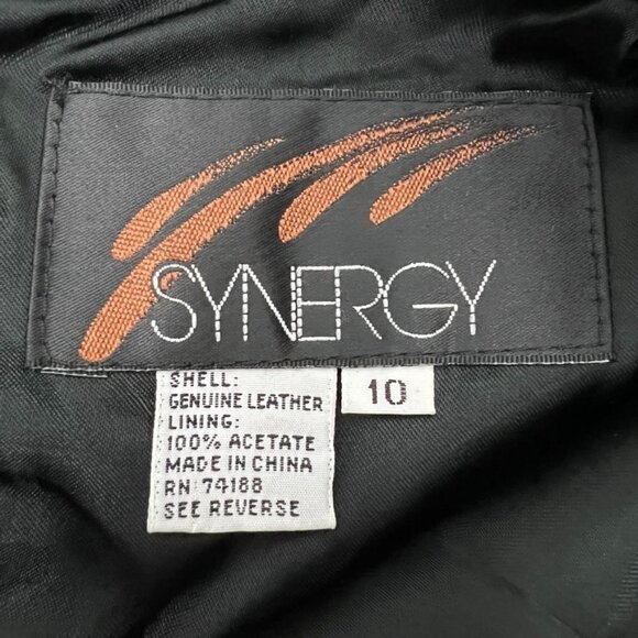 NWT Vintage Synergy Genuine Leather Midi Pencil Skirt w/Pockets. Black. Size 10 - Picture 7 of 14